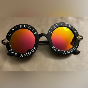 L’Aveugle Par Amour Round Sunglasses with Bold Color Lenses
